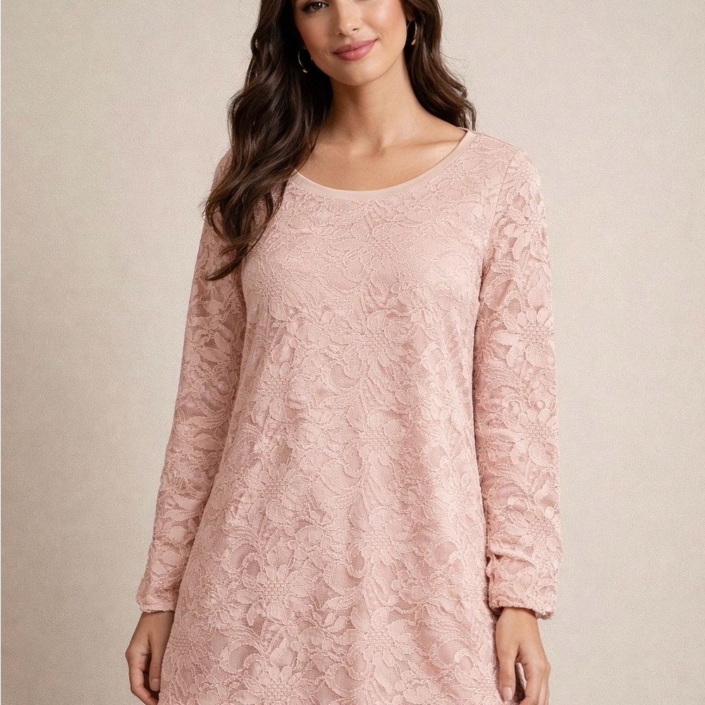 Style & Co Blush Pink Lace Tunic Dress